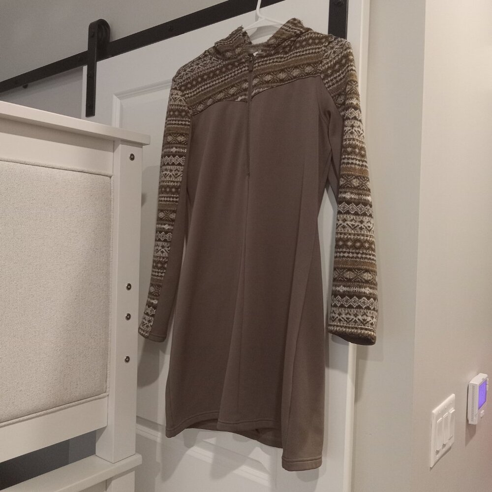 GREAT BROWN FLEECE HOODIE SWEATSHIRT DRESS!!!